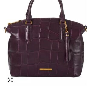 Brahmin Deep Purple Satchel with Gold Accents